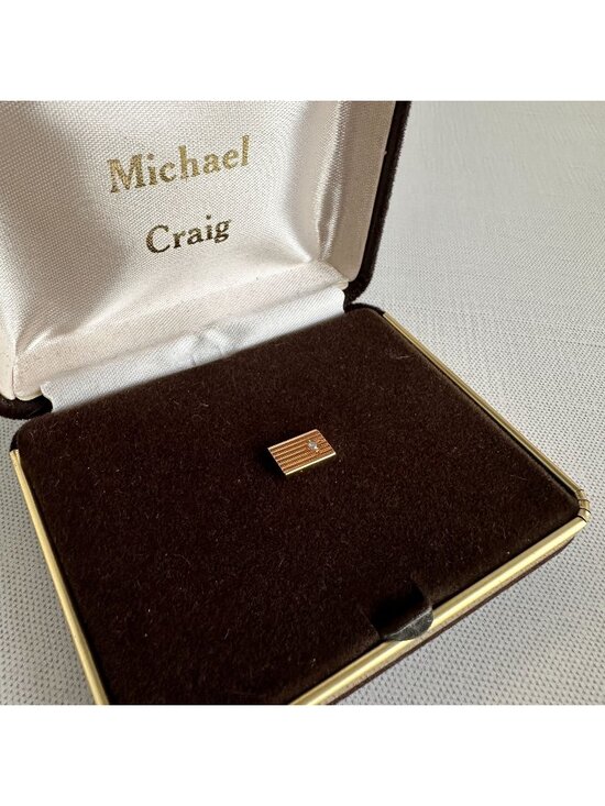 Michael Craig Other - Vintage Diamond Tie Tack Yellow Gold Tone Michael Craig Mens Lapel Pin
